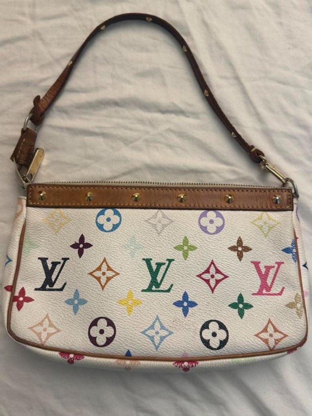 Louis Vuitton x Takashi Murakami White Monogram Multicolore Pochette Accessoires - Picture 6 of 6